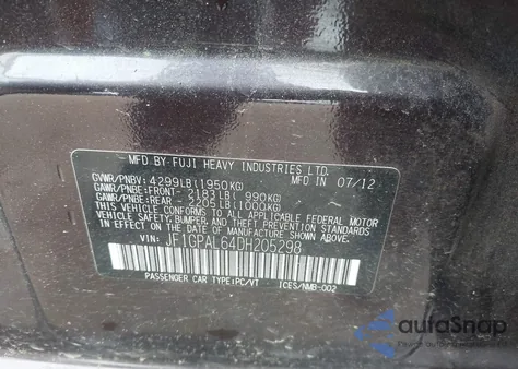 2013 Subaru Impreza 2.0I Sport Premium из США, поврежденный, VIN JF1GPAL64DH205298